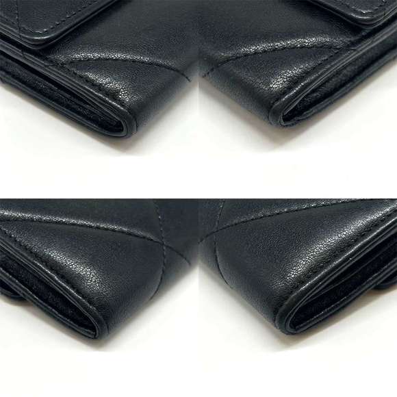 CHANEL Lambskin 19 Long Wallet Flap Cross Stitch Leather Black Coco Mark - Picture 3 of 5